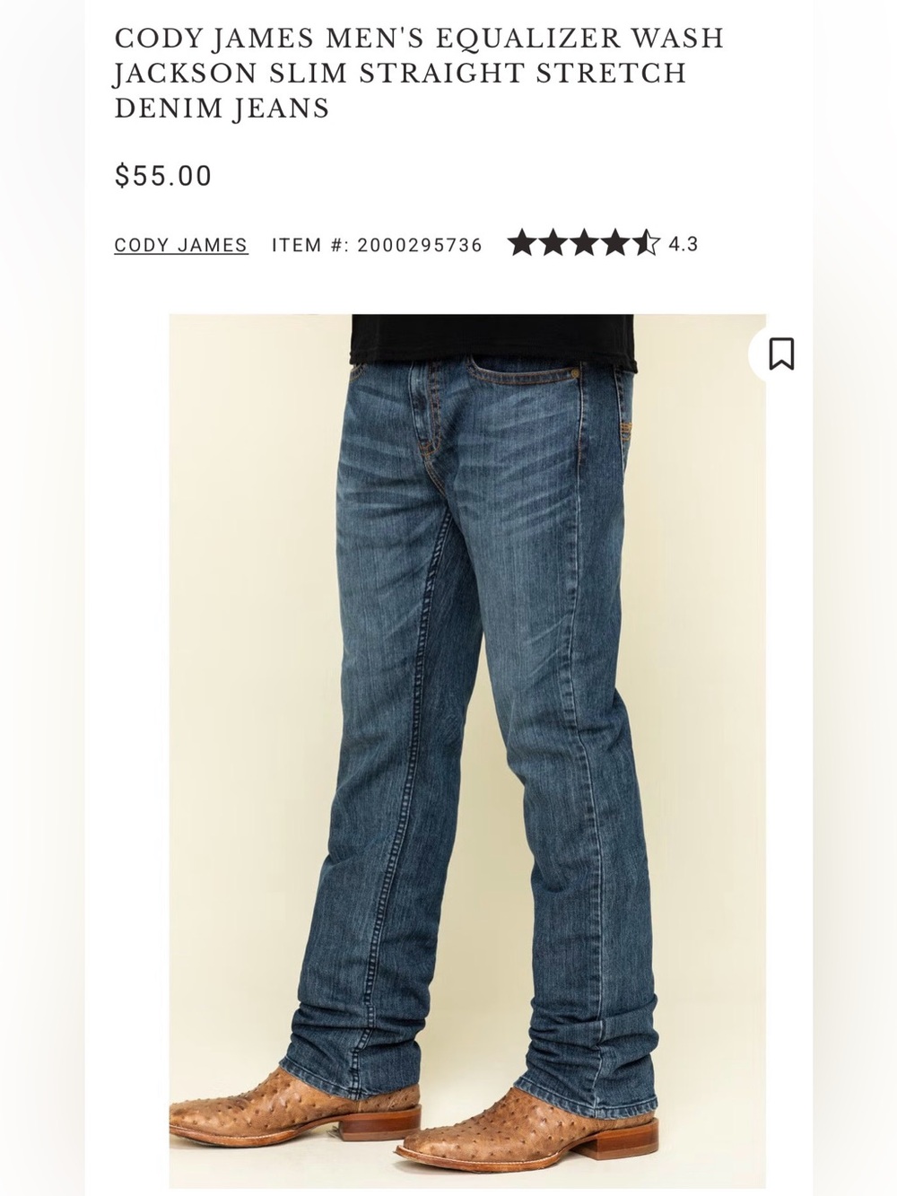 Men’s Jackson Slim Straight Stretch Denim Jeans - Blue BNWOT